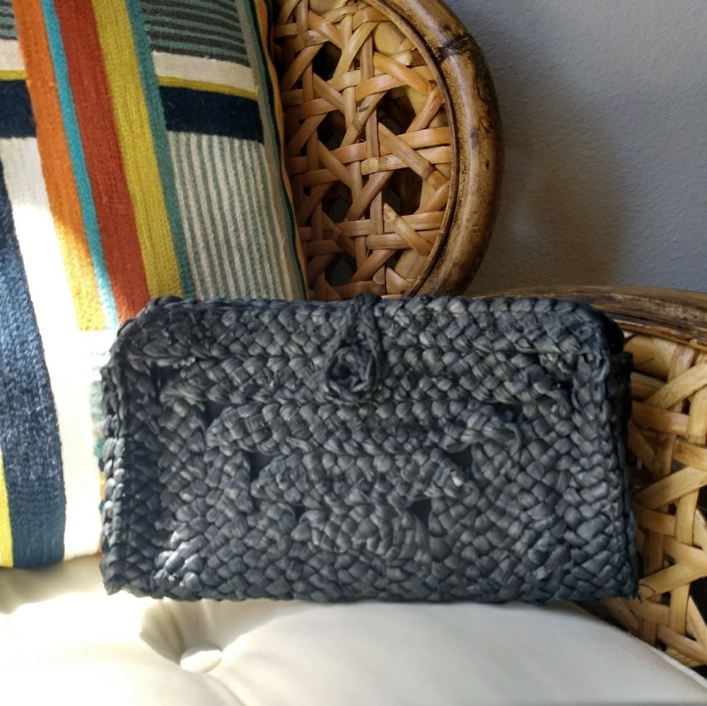 Black Straw Clutch